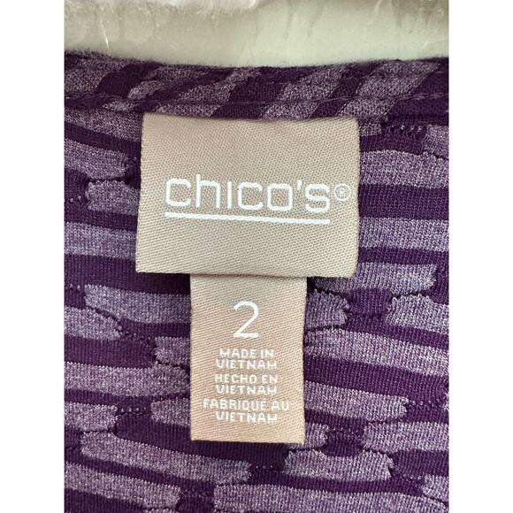 CHICO’S | Purple Textured Knit Asymmetrical Hem Top | Size 2 Large - Picture 6 of 8